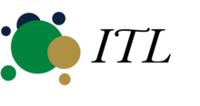 Abstract design on a black background featuring overlapping circles of varying sizes. A large green circle overlaps a medium gold circle. Smaller green and navy blue circles are scattered around the larger circles.  The right side of the image is empty black space.